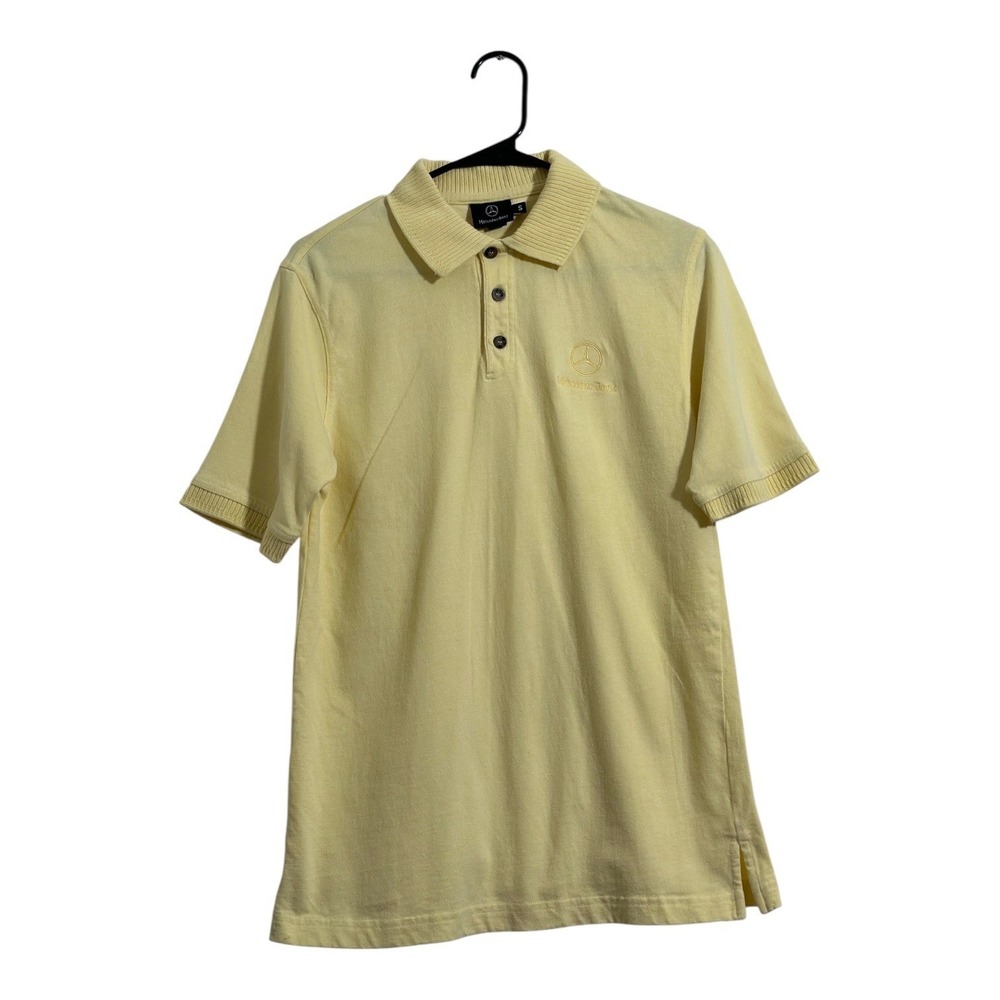 Mercedes-Benz Vintage Preppy Pastel Yellow Polo Shirt Cotton Men's Size Small